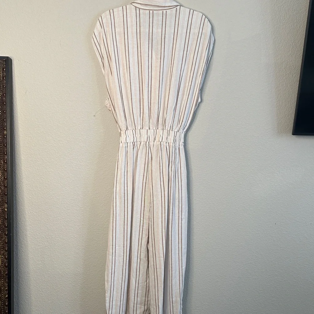 Rafaella Cream and Brown‎ Striped Jumpsuit